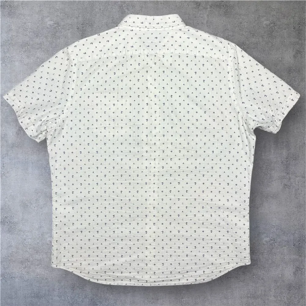 Banana Republic Shirt L Nautical Anchor Palm Tree Cotton Beach Cruise Casual